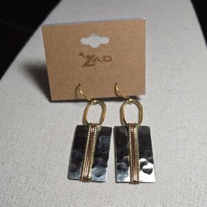 Zad Mixed Metals Hammered Earrings New On Card
